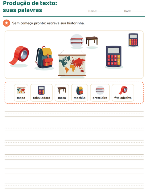 Pré-visualização da ficha de Produção de texto com imagem com Sala de aula para 2º ano do ensino fundamental