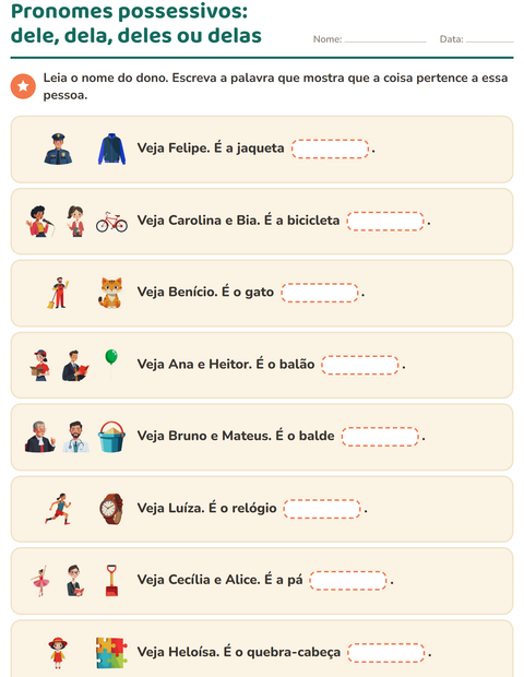 Pré-visualização da ficha de Pronomes pessoais do caso reto para 2º ano do ensino fundamental