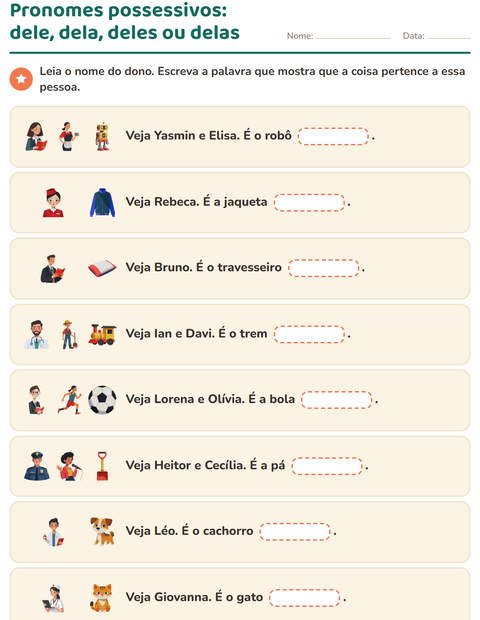 Pré-visualização da ficha de Pronomes pessoais do caso reto para 2º ano do ensino fundamental