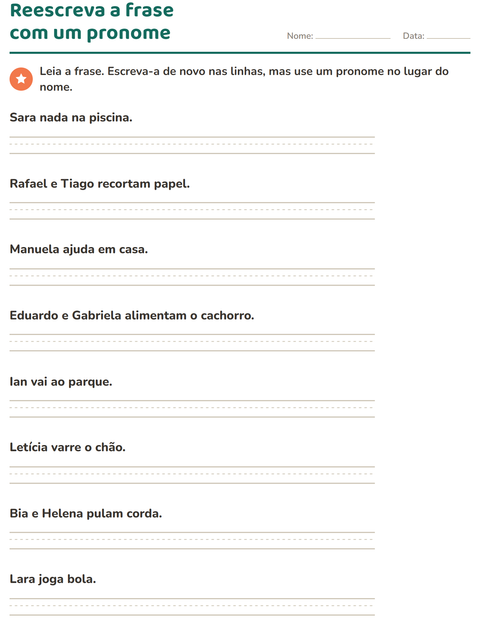 Pré-visualização da ficha de Pronomes pessoais do caso reto para 2º ano do ensino fundamental