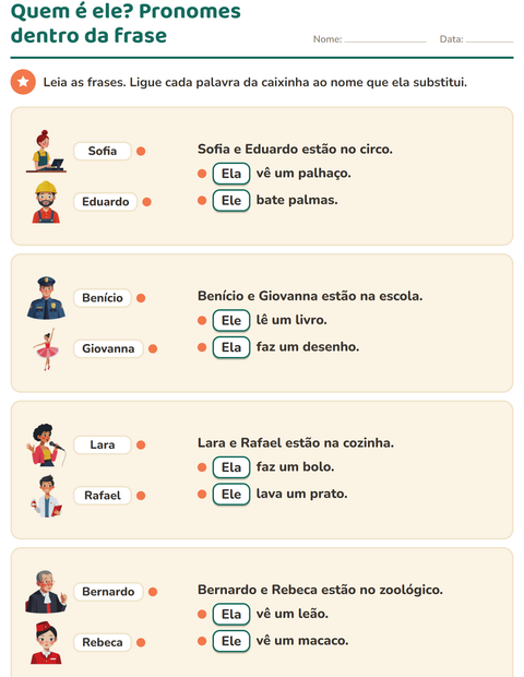 Pré-visualização da ficha de Pronomes pessoais do caso reto para 2º ano do ensino fundamental