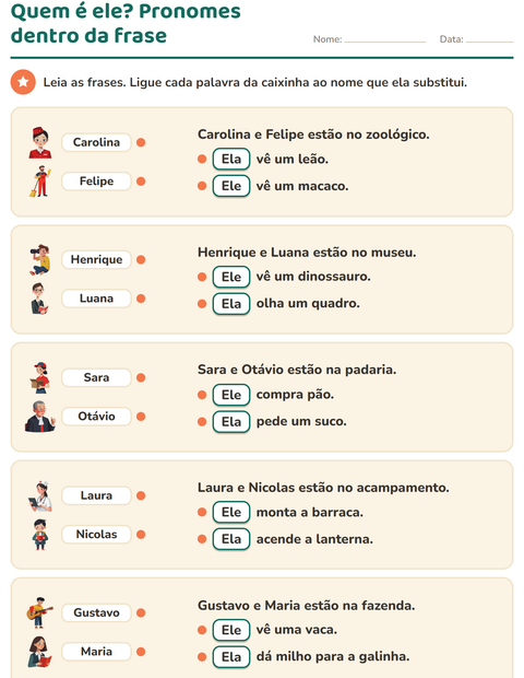Pré-visualização da ficha de Pronomes pessoais do caso reto para 2º ano do ensino fundamental