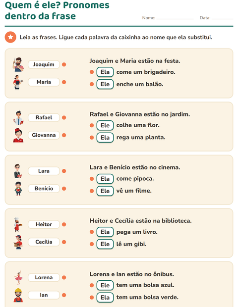 Pré-visualização da ficha de Pronomes pessoais do caso reto para 2º ano do ensino fundamental