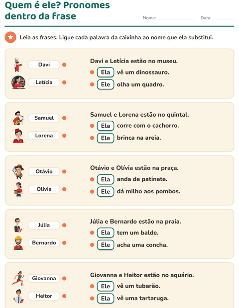 Pré-visualização da ficha de Pronomes pessoais do caso reto para 2º ano do ensino fundamental