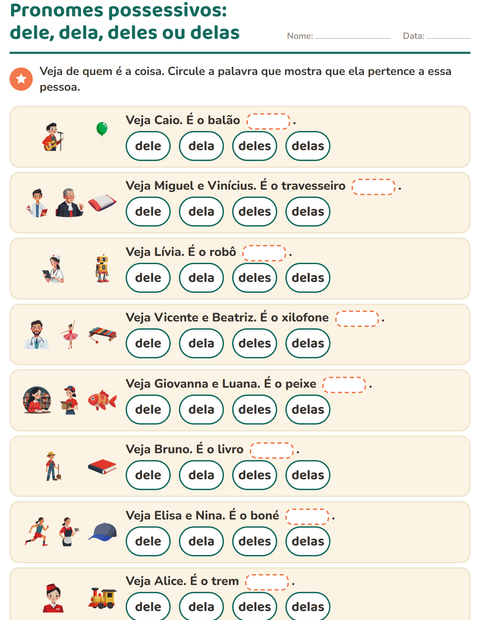 Pré-visualização da ficha de Pronomes pessoais do caso reto para 2º ano do ensino fundamental