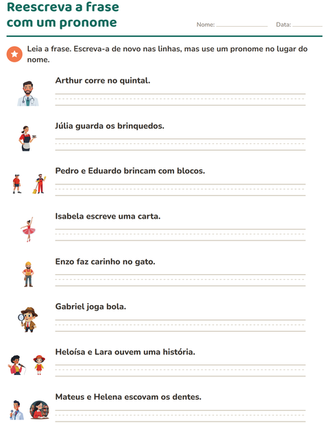 Pré-visualização da ficha de Pronomes pessoais do caso reto para 2º ano do ensino fundamental