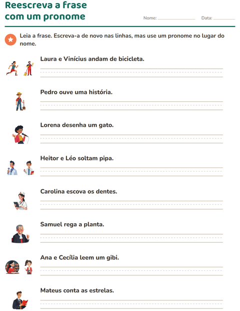Pré-visualização da ficha de Pronomes pessoais do caso reto para 2º ano do ensino fundamental