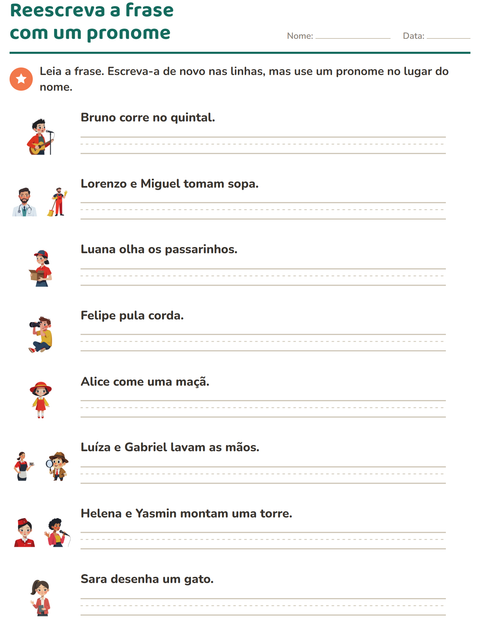 Pré-visualização da ficha de Pronomes pessoais do caso reto para 2º ano do ensino fundamental