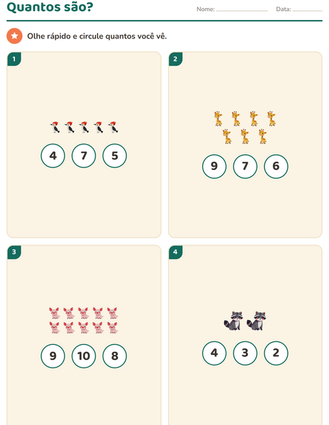 Pré-visualização da ficha de Quadro de dez com Animais para Educação infantil (pré-escola, 5-7 anos)
