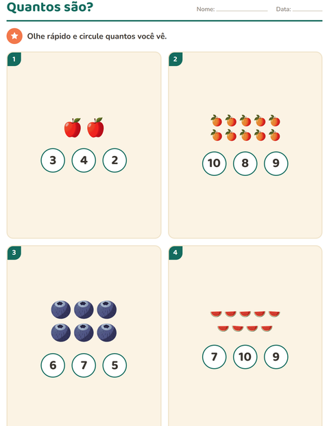 Pré-visualização da ficha de Quadro de dez com Frutas para Educação infantil (pré-escola, 5-7 anos)