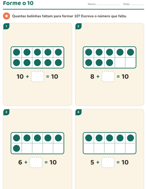Pré-visualização da ficha de Quadro de dez para 1º ano do ensino fundamental