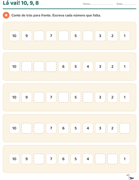 Atividades de quadro numérico para a educação infantil — 2