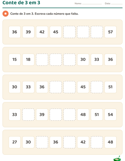 Atividades de quadro numérico para o 2º ano — 2