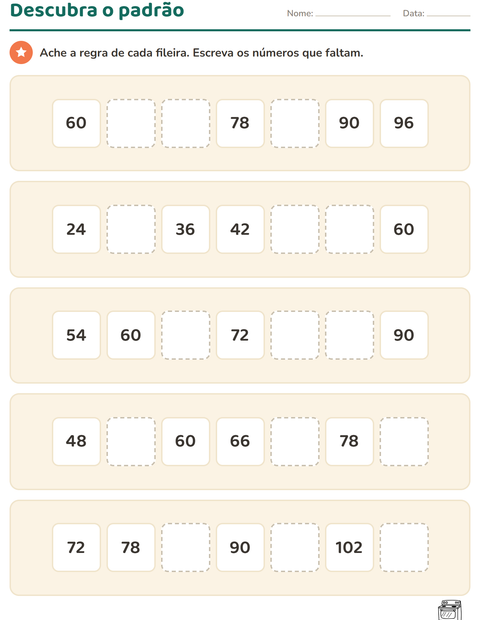 Pré-visualização da ficha de Quadro numérico com Casa PB para 3º ano do ensino fundamental