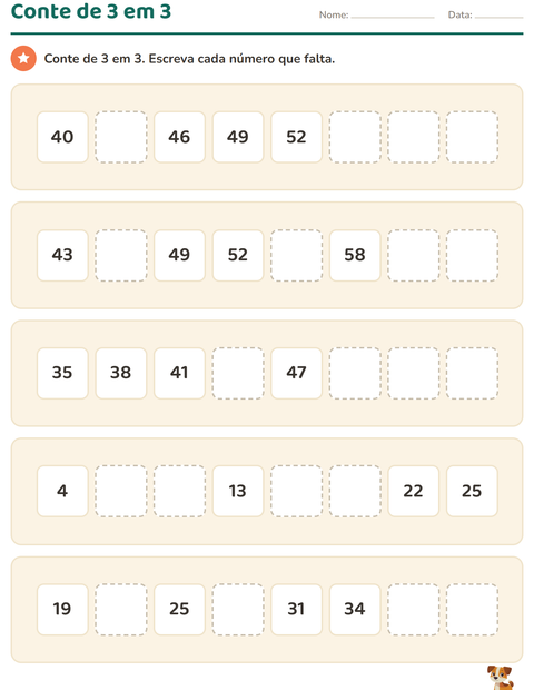 Pré-visualização da ficha de Quadro numérico com Animais para 2º ano do ensino fundamental