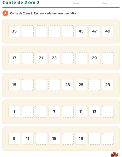 Pré-visualização da ficha de Quadro numérico com Dia de Ação de Graças para 1º ano do ensino fundamental