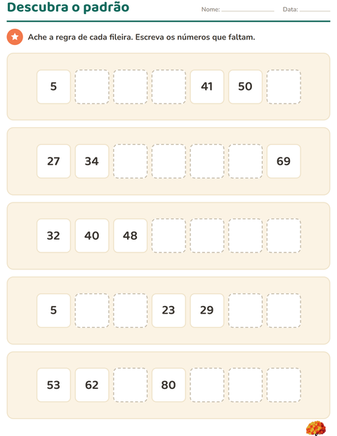 Pré-visualização da ficha de Quadro numérico com Diversos para 3º ano do ensino fundamental