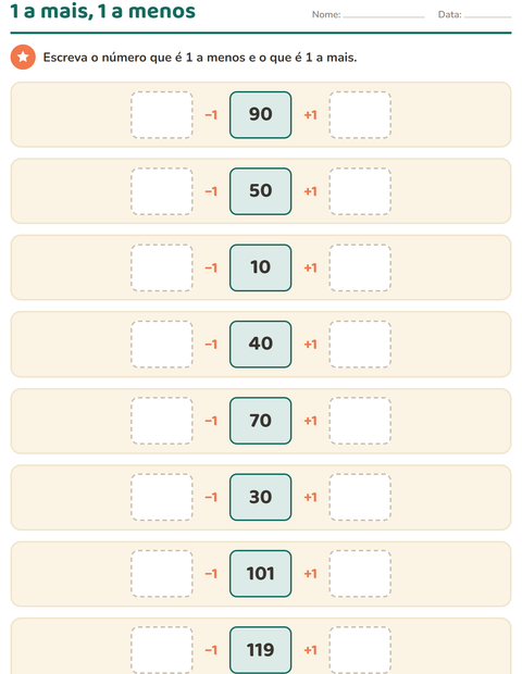 Pré-visualização da ficha de Quadro numérico para 1º ano do ensino fundamental