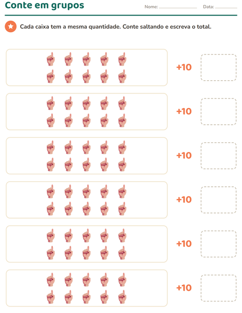 Pré-visualização da ficha de Quadro numérico com Partes do corpo para 1º ano do ensino fundamental