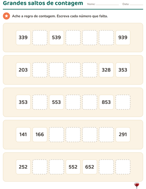 Pré-visualização da ficha de Quadro numérico com Pela casa para 3º ano do ensino fundamental