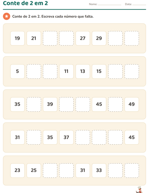 Pré-visualização da ficha de Quadro numérico com Profissões para 1º ano do ensino fundamental