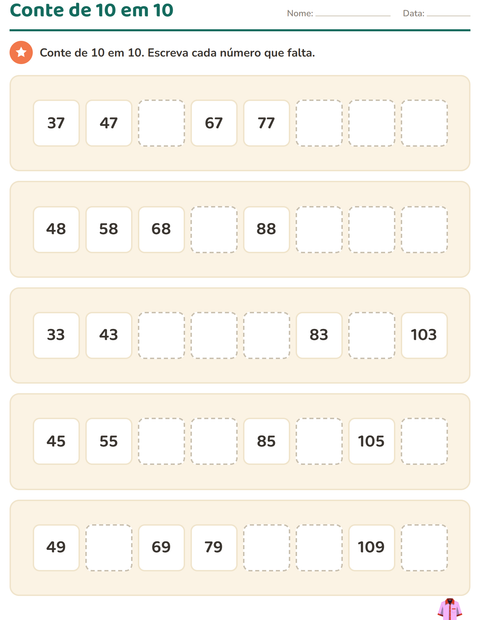 Pré-visualização da ficha de Quadro numérico com Roupas para 1º ano do ensino fundamental