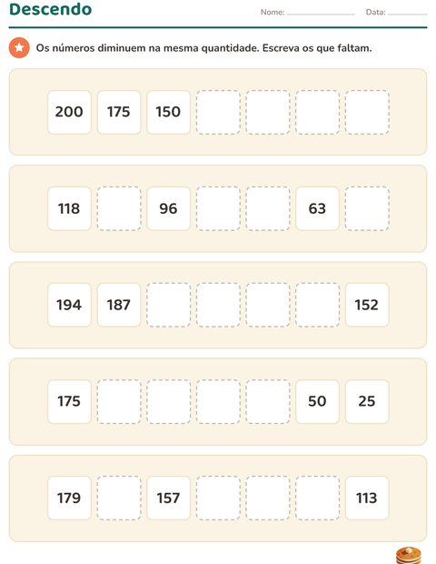 Pré-visualização da ficha de Quadro numérico com Sobremesas e doces para 3º ano do ensino fundamental