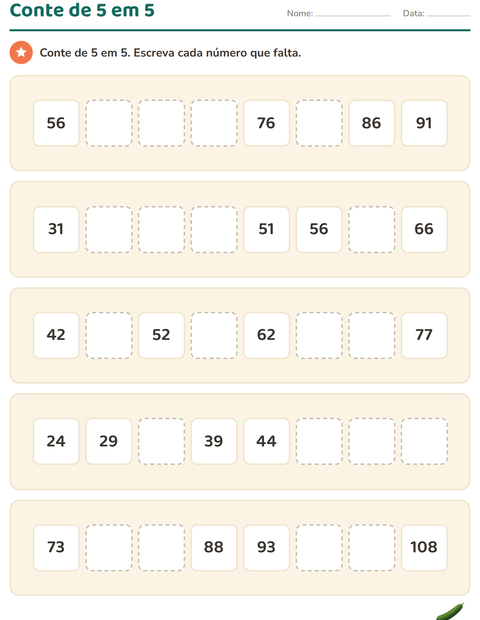 Pré-visualização da ficha de Quadro numérico com Vegetais para 1º ano do ensino fundamental