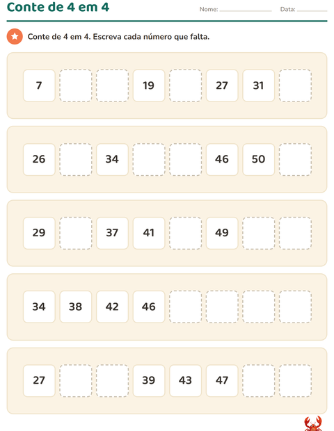 Pré-visualização da ficha de Quadro numérico com Vida marinha para 2º ano do ensino fundamental
