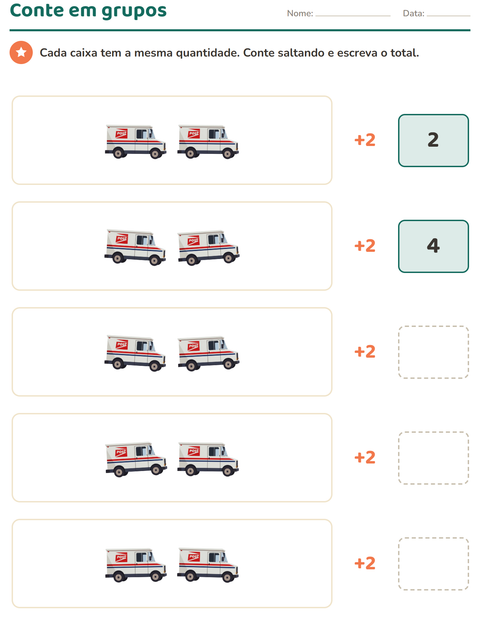 Pré-visualização da ficha de Quadro numérico com Correios para 1º ano do ensino fundamental