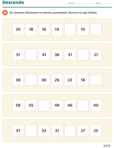 Pré-visualização da ficha de Quadro numérico com Dia dos Namorados PB 2 para 3º ano do ensino fundamental