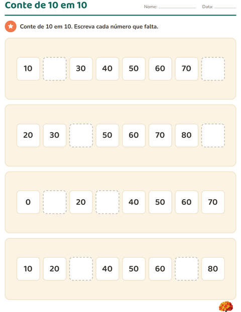 Pré-visualização da ficha de Quadro numérico com Diversos para 1º ano do ensino fundamental