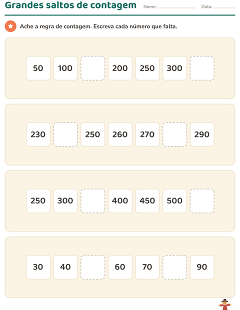 Pré-visualização da ficha de Quadro numérico com Diversos para 3º ano do ensino fundamental