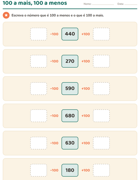Pré-visualização da ficha de Quadro numérico para 2º ano do ensino fundamental