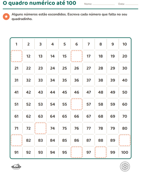 Pré-visualização da ficha de Quadro numérico com Páscoa PB 2 para 1º ano do ensino fundamental