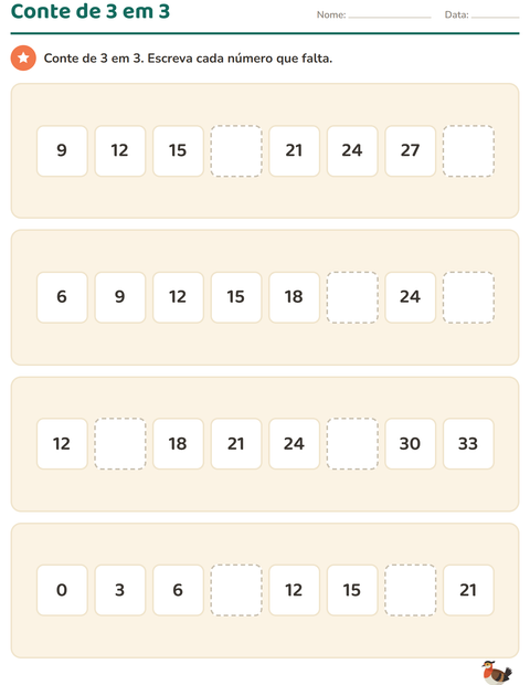 Pré-visualização da ficha de Quadro numérico com Pássaros 2 para 2º ano do ensino fundamental