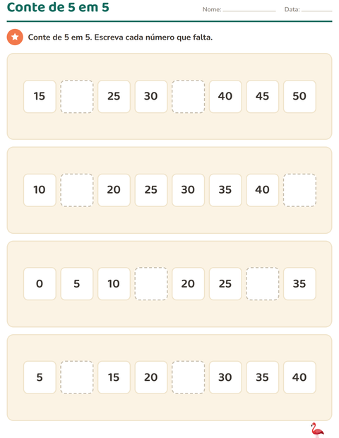 Pré-visualização da ficha de Quadro numérico com Pássaros para 1º ano do ensino fundamental