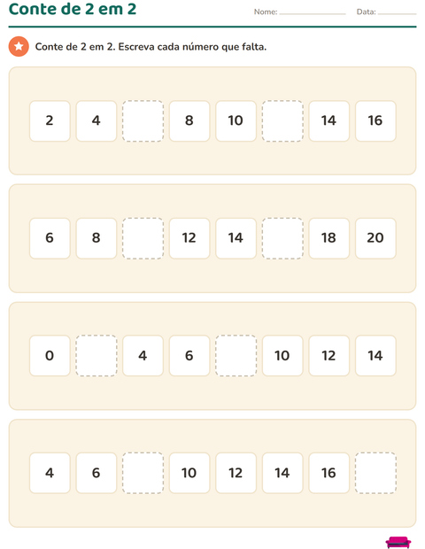 Pré-visualização da ficha de Quadro numérico com Pela casa para 1º ano do ensino fundamental