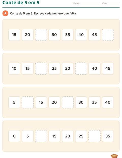 Pré-visualização da ficha de Quadro numérico com Sobremesas e doces para 1º ano do ensino fundamental
