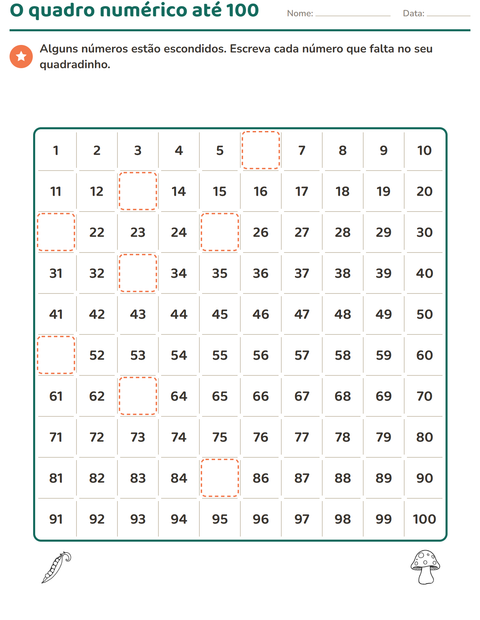 Pré-visualização da ficha de Quadro numérico com Vegetais PB 2 para 1º ano do ensino fundamental