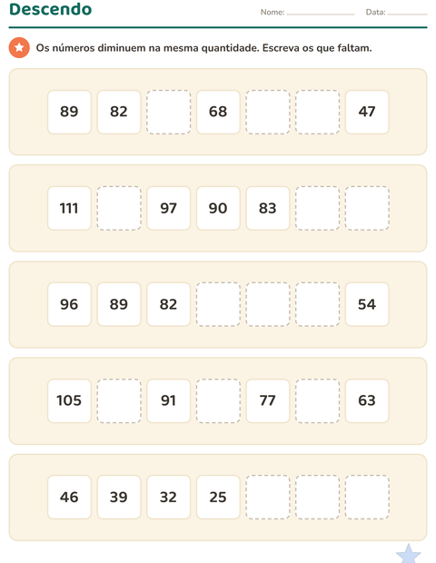 Atividades de quadro numérico para o 3º ano — 5