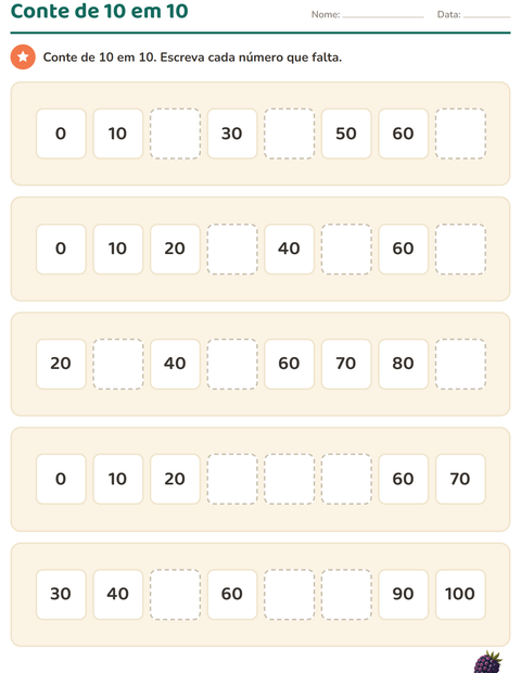 Pré-visualização da ficha de Quadro numérico com Frutas para 1º ano do ensino fundamental