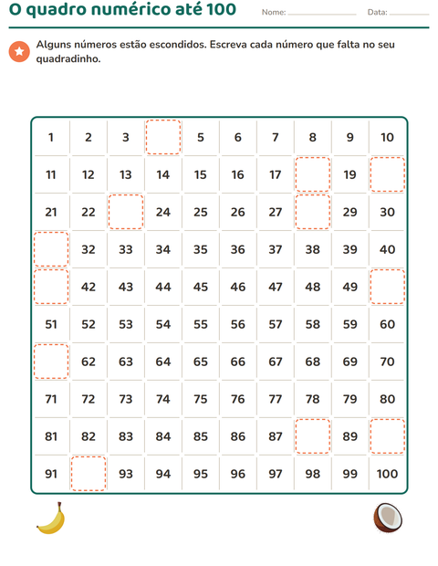 Pré-visualização da ficha de Quadro numérico com Frutas para 1º ano do ensino fundamental