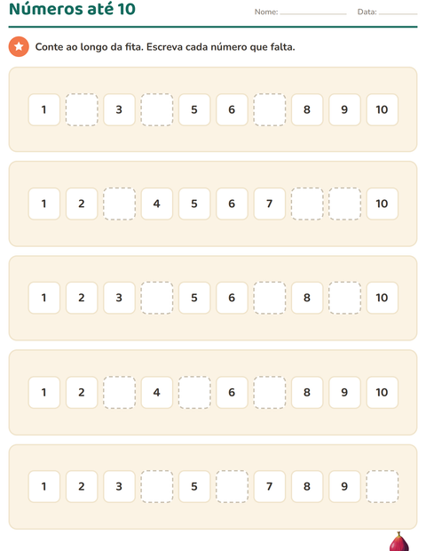 Pré-visualização da ficha de Quadro numérico com Frutas para Educação infantil (pré-escola, 5-7 anos)
