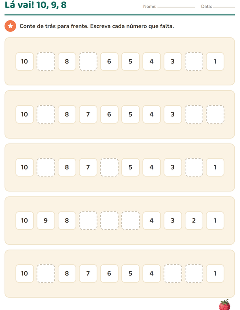 Pré-visualização da ficha de Quadro numérico com Frutas para Educação infantil (pré-escola, 5-7 anos)