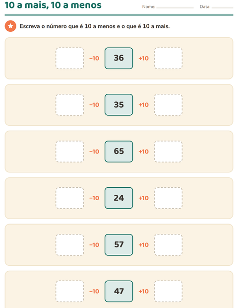Pré-visualização da ficha de Quadro numérico para 1º ano do ensino fundamental