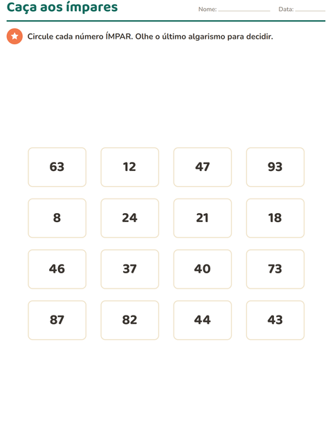 Pré-visualização da ficha de Quadro numérico para 2º ano do ensino fundamental