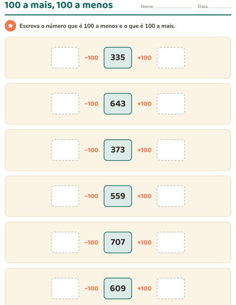 Pré-visualização da ficha de Quadro numérico para 2º ano do ensino fundamental