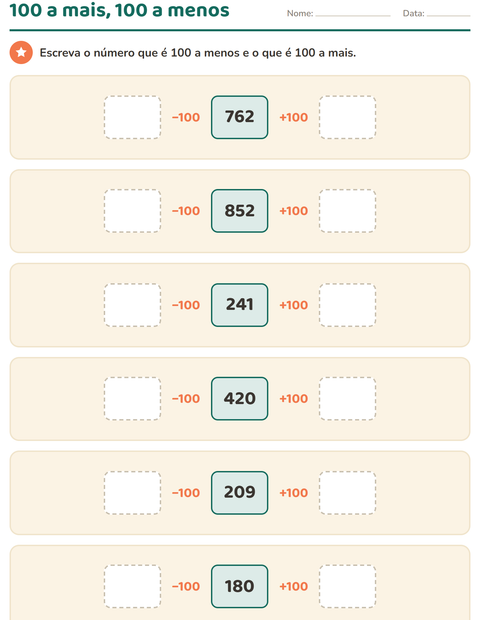 Pré-visualização da ficha de Quadro numérico para 2º ano do ensino fundamental