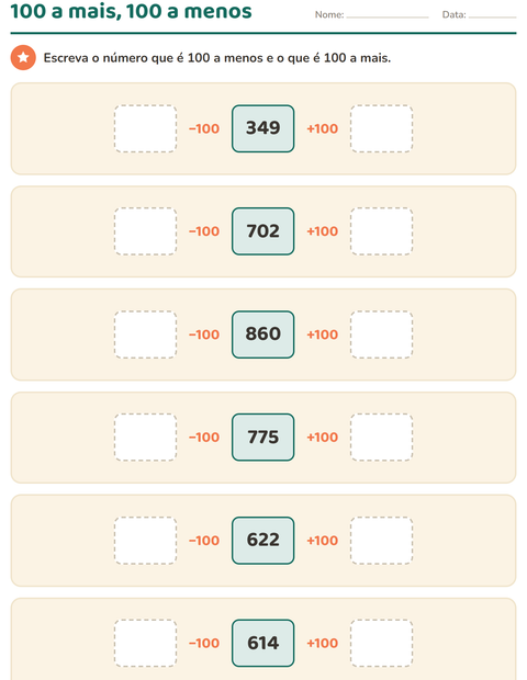 Pré-visualização da ficha de Quadro numérico para 2º ano do ensino fundamental